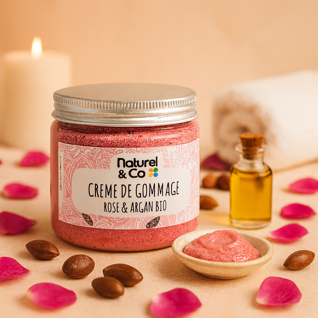 Crème de gommage rose et argan bio 200ml – Image 2