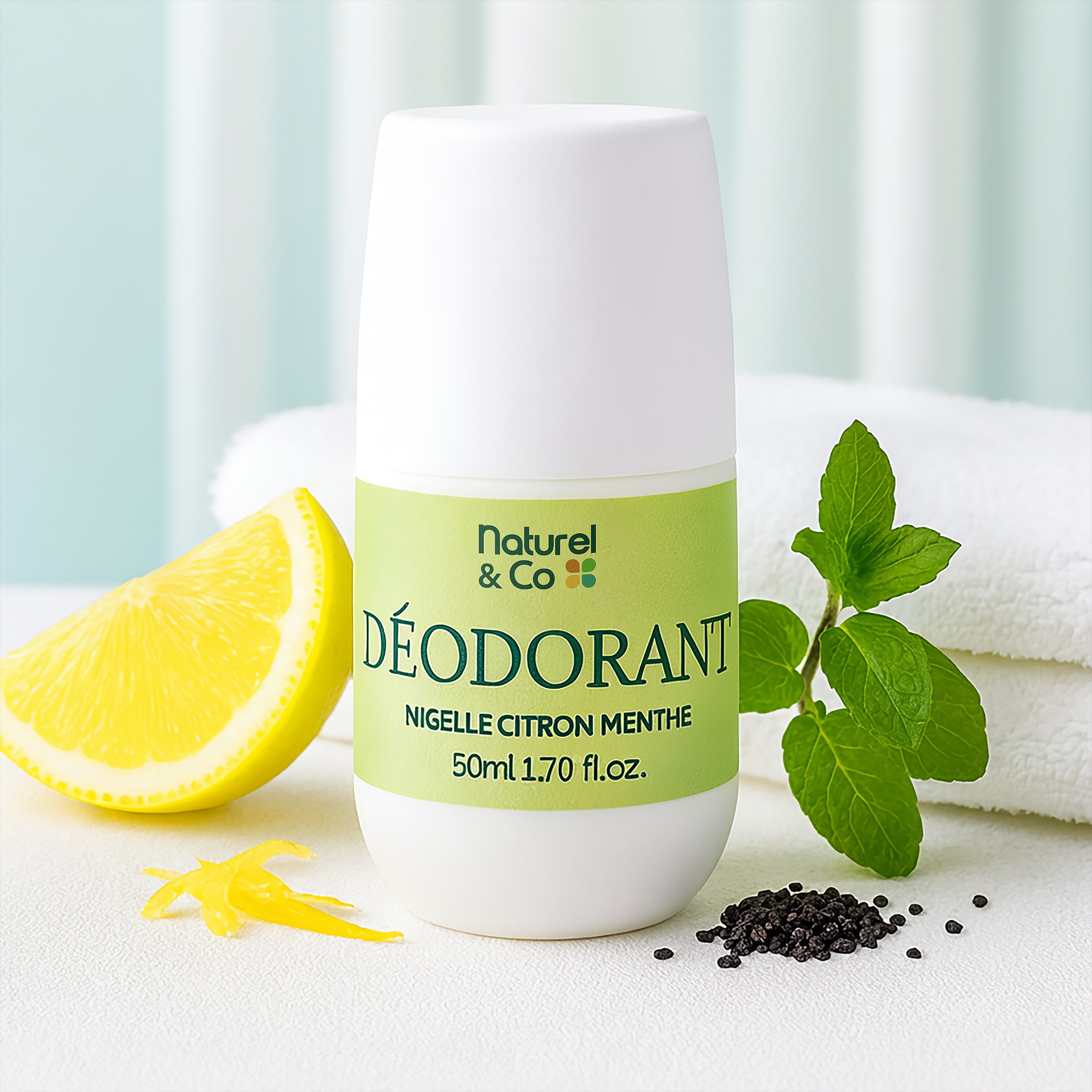 Déodorant Roll-on citron, menthe et nigelle 50ml – Image 2