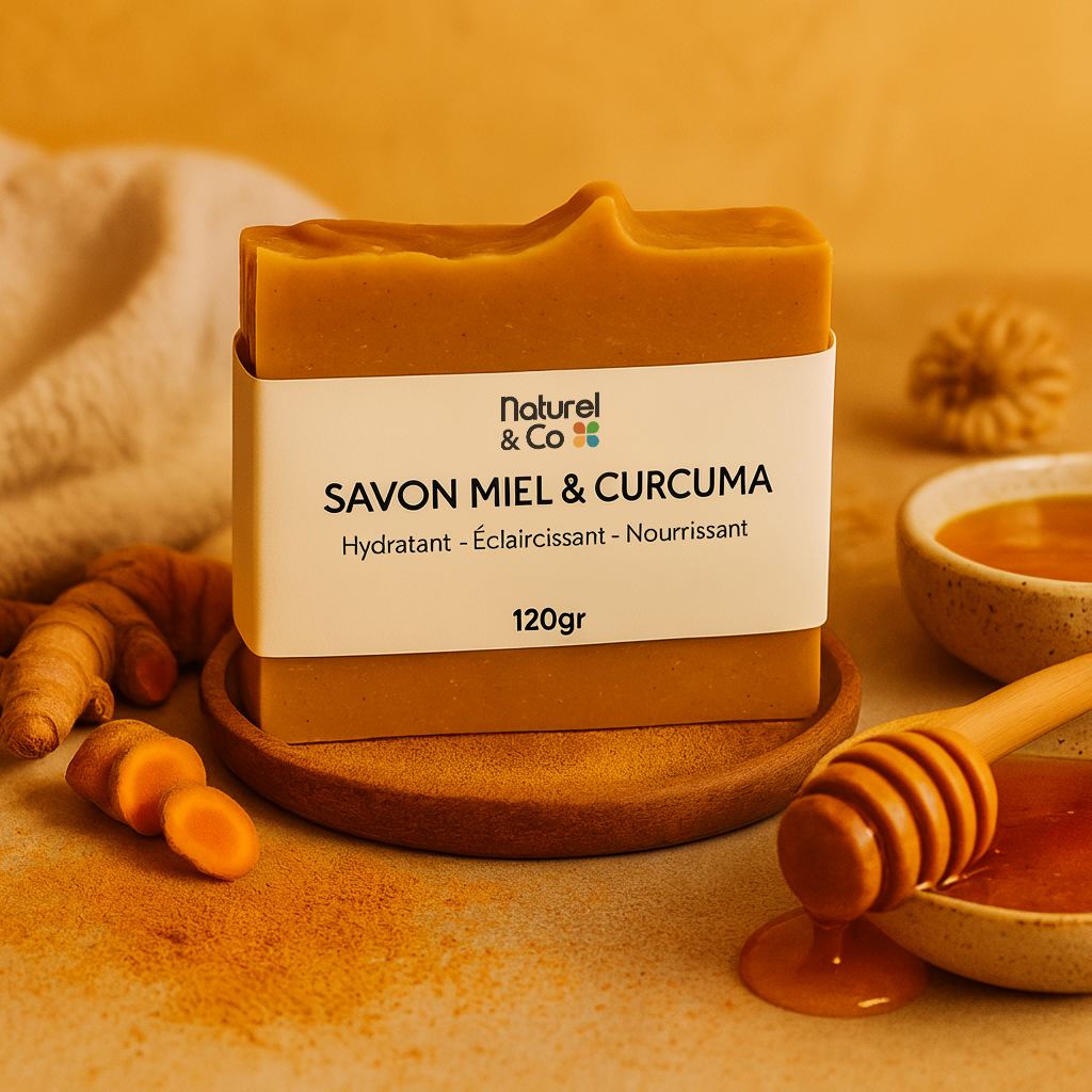 Savon saponifié à froid miel et curcuma 120g – Image 2